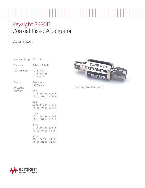 B Coaxial Fixed Attenuator Pdf Asset Page Keysight